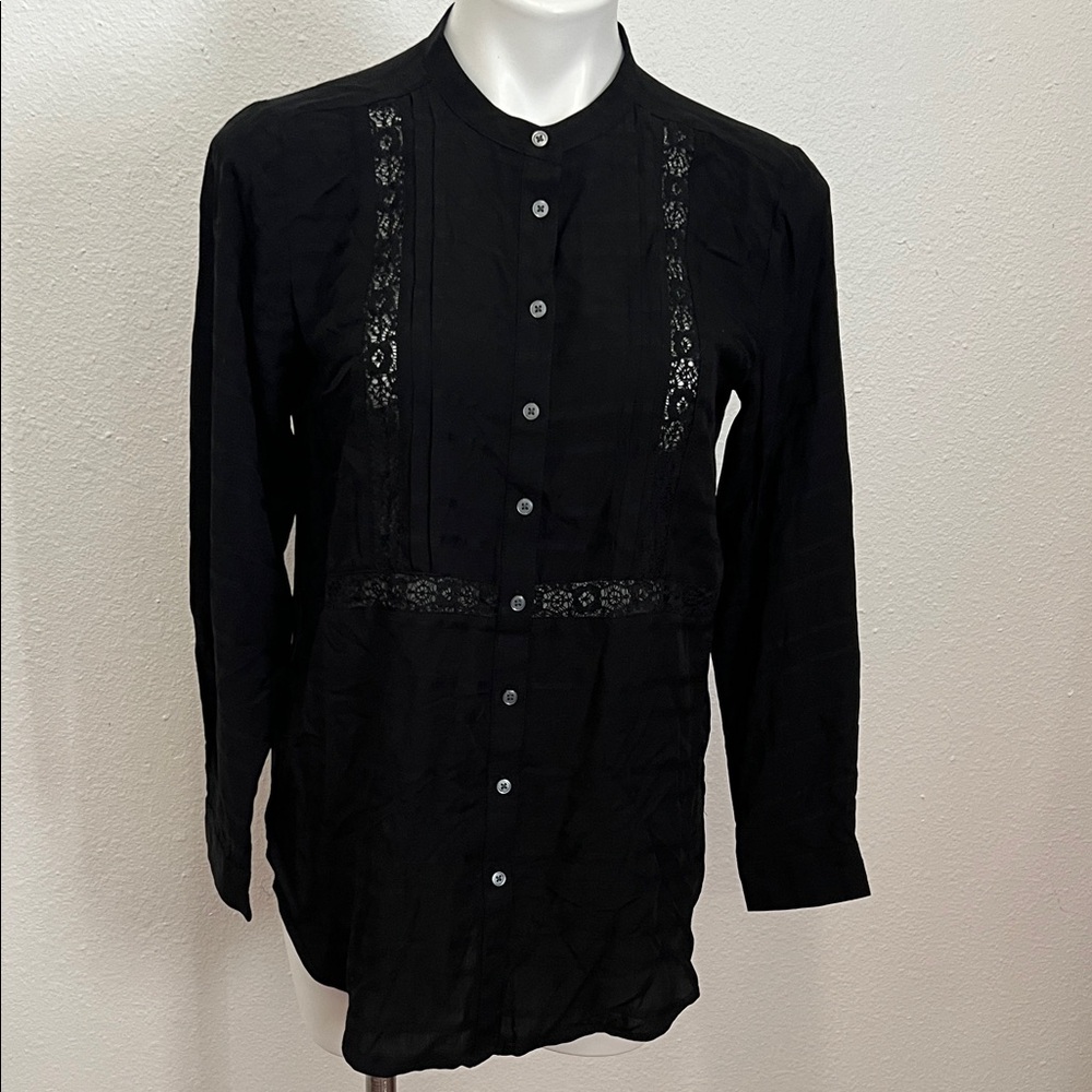 Loft Black Button Down Shirt Sz SP